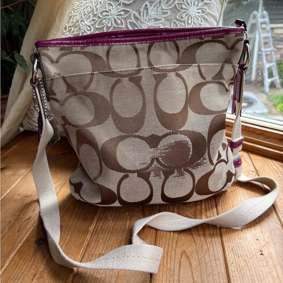 Coach F21905 Signature Pink Stripe Crossbody Bag - Picture 3 of 10